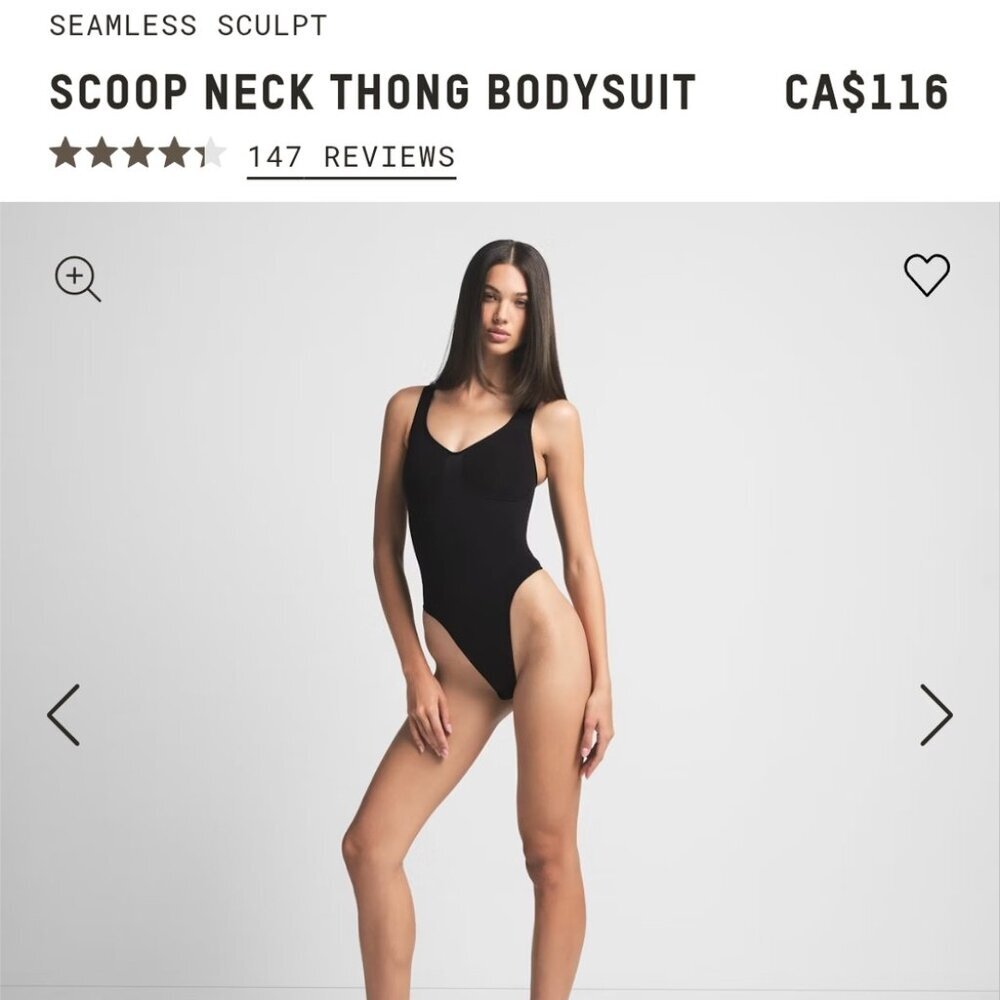 SKIMS Black Sleeveless Fitted Bodysuit